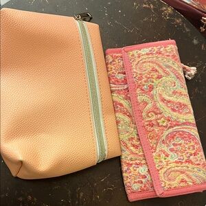Chic Coral and Paisley Cosmetic Bag Set